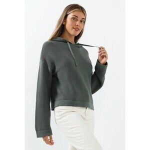 Vero Moda Ollie Long Sleeve Rib Knit Hoodie Sweater Laurel Wreath Green Size M